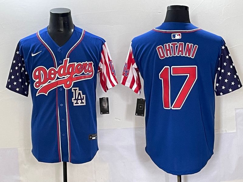 Men 2025 Los Angeles Dodgers #17 Ohtani Blue a generation of national flags Joint Name Nike MLB Jersey style 9->los angeles dodgers->MLB Jersey